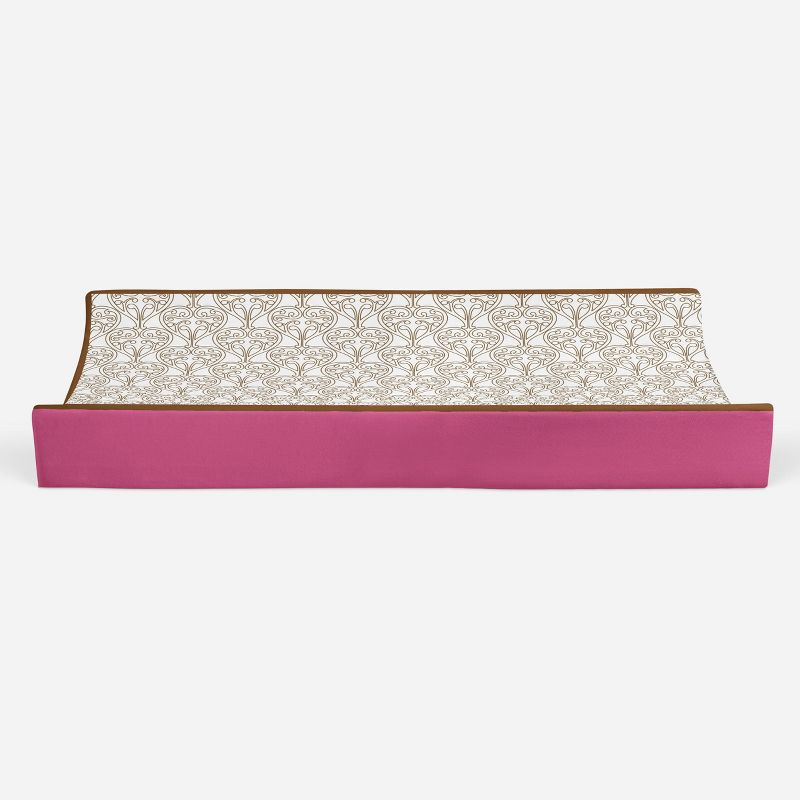 Bacati - Damask Pink/Choco Changing Pad Cover, 5 of 10