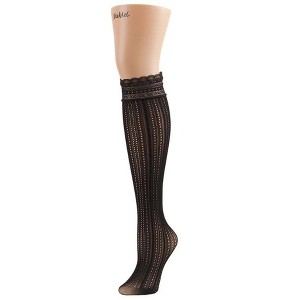 Memoi Women's Inner Dot Eyelet Knee High Trouser Socks - 1 of 1
