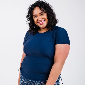 Calypsa Women's Plus Size UPF 50+ Short Sleeve Adele Swim Top - 1 of 4