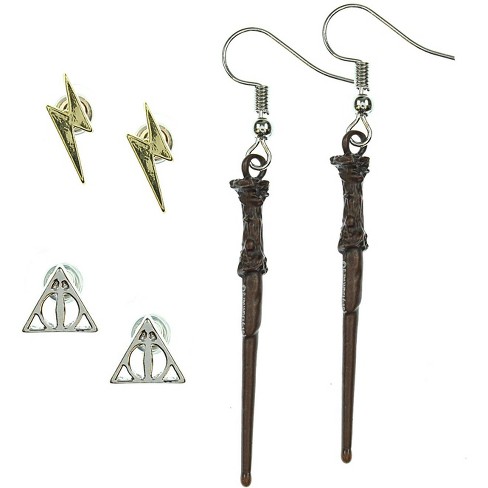 Set 3 Orecchini Harry Potter: Stud Earring Set Deathly Hallows/Golden  Snitch/Platform - Carat - Idee regalo