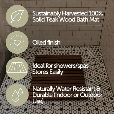 Nordic Teak 19.6" Square Oiled Shower Mat