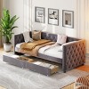 Sofa Beds With Storage,Modern Velvet Upholstered Sofa Bed With Button Tufted Sofa Bed Frame With Drawers,Bedroom Living Room Furniture-Cuddlewood - 2 of 4