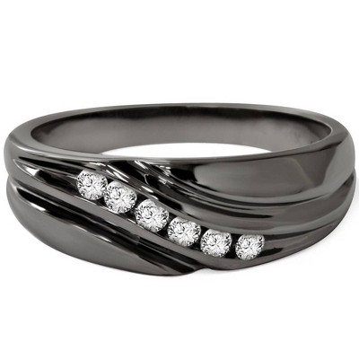 Pompeii3 1/4ct Diamond Mens Wedding Ring 14K Black Gold
