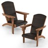 Tangkula Set of 4 Adirondack Chair w/ Rattan Padded Seat & Back Wide Hidden Cupholder Patio - 2 of 4