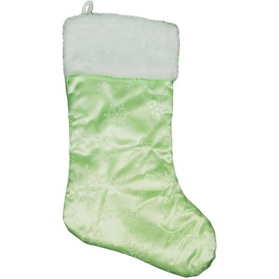 Northlight 20" Mint Green Iridescent Glittered Snowflake Christmas Stocking