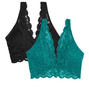 Smart & Sexy Women's Signature Lace Deep V Bralette 2-Pack - 1 of 4