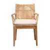 bali & pari Storsel Modern Bohemian Natural Brown Finished Teak Wood and Rattan Dining Chair - 3 of 4
