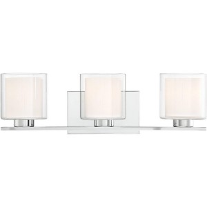 Possini Euro Design Dorris Modern Wall Light Chrome Hardwire 22" 3-Light Fixture Clear Opal Double Glass for Bedroom Bathroom Vanity Reading Hallway - 1 of 4