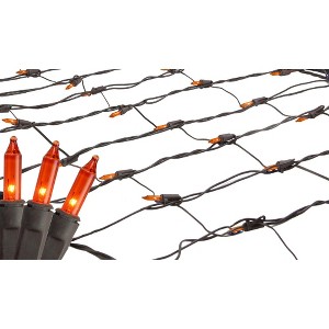 Northlight 150ct Mini Trunk Wrap Net Lights Orange - 2' x 8' Brown Wire - 1 of 3