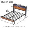 Furnulem Bed Frame with LED Lights,Headboard with Charging Station and USB Port,Upholstered Platform Bed frame Metal Support,No Box Spring Needed - 4 of 4