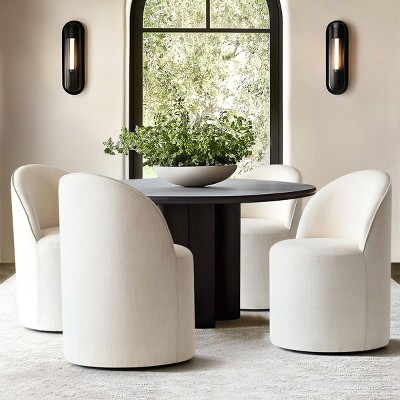 Modern Dining Chairs Set of 4 Upholstered Dining Chair with Castors Round Dining Room Chair Cushioned Backrest Dining Chair for Kitchen -Tanpinhause