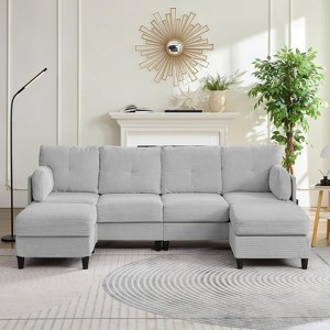 Mjkone 89" U Shaped Sectional Couches with Storage Ottoman - 1 of 4