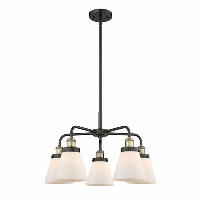 Cone - 5 Light Stem Hung Chandelier In Art Deco Style-14.75 Inches Tall and 24.25 Inches Wide