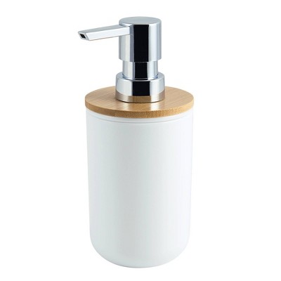 White and Natural Bamboo 4-Piece Bathroom Accessory Set