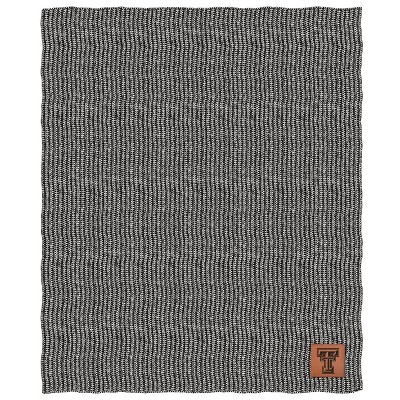 NCAA Texas Tech Red Raiders Two- Tone Sweater Knit Blanket with Faux Leather Logo Patch