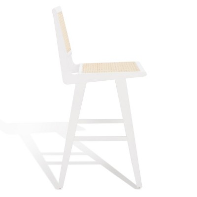 Hattie French Cane 45" Barstool in White & Natural Ash Wood