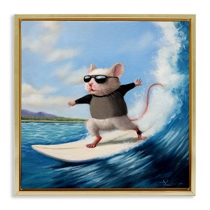 Stupell Industries Cool Surfer Mouse Blue Ocean Waves, 18" x 18" - 1 of 4