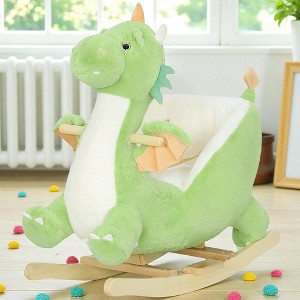 Mshliw Plush Dragon Rocking Horse with Sounds, Wooden Base and Safety Belt, Soft Ride-On Toy with Seat for Toddlers, Birthday Gift, Christmas gift - 1 of 4