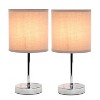 11.81" Traditional Petite Metal Stick Bedside Table Desk Lamp in Chrome with Fabric Shade - Creekwood Home - 3 of 4