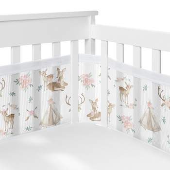 Sweet Jojo Designs Girl BreathableBaby Breathable Mesh Crib Liner Deer Floral Pink Green White