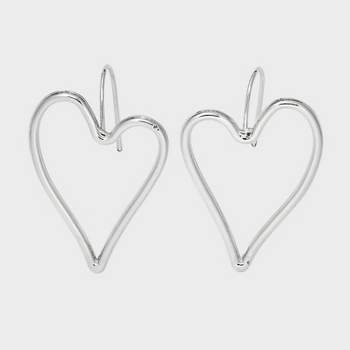 Heart Shaped Threader Earrings - Universal Thread™ Silver