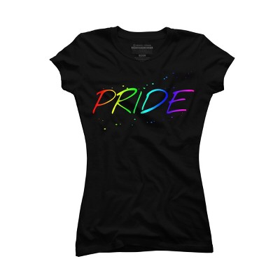 Design By Humans Sleek Pride Rainbow Text By Kasparovx T-Shirt - Black - Large