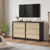Modern 6-Drawer Wood Dresser, Double Drawer Storage Chest for Bedroom, Living Room & Nursery, Black and Natural - 4 of 4