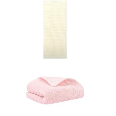 REGALWOVEN Solid Stripe Pattern Bathroom Face Hand Towels 14" x 30"/13" x 30" 2 Pcs
