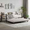 Twin Metal Daybed Frame w/Trundle Option - Floral Scroll Headboard, Steel Slats, No Box Spring Needed, 350Lb Capacity, Black/White/Gold - 2 of 4