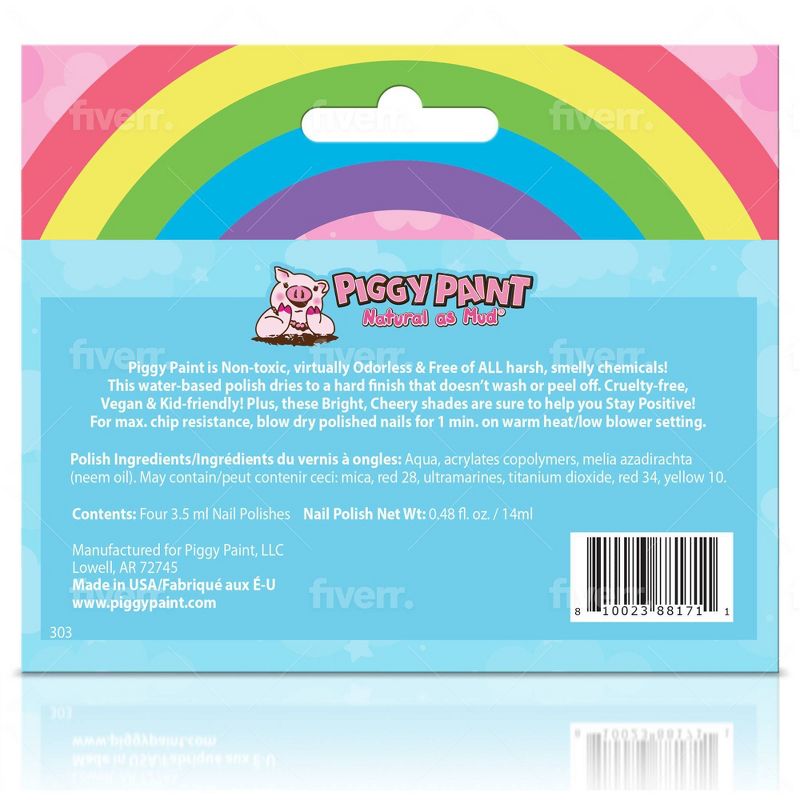 Piggy Paint Nail Polish Set - Stay Positive Rainbow - 0.48 fl oz/4pk, 6 of 20