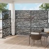 Wooakway 142"W x 72"H Black Metal Trellis Panel Outdoor Garden Privacy Screen with Scroll Design Indoor Room Divider for Patio Balcony and Yard Decor - 3 of 4