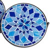 Teal Island Designs Modern Black Round Outdoor Accent Side Tables 10" Wide Set of 3 Blue Mosaic Tabletop for Front Porch Patio Home House - 3 of 4