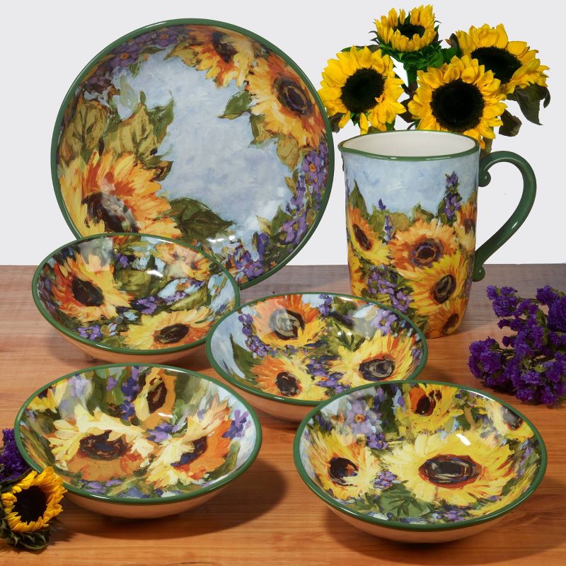 Set of 4 Sunflower Bouquet Assorted Dining Plates - Certified International, 3 of 4