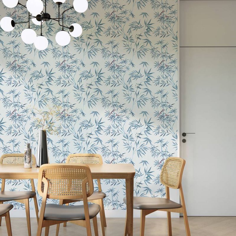 Tempaper &#38; Co. 28 sq ft Bamboo Chinoiserie Mystic Blue Peel and Stick Wallpaper, 4 of 8