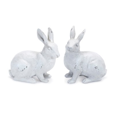 Melrose Distressed Rabbit Figurine (Set of 2)