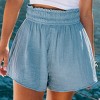 Women's Blue Smocked Waist Flared Leg Shorts - Cupshe - 2 of 4