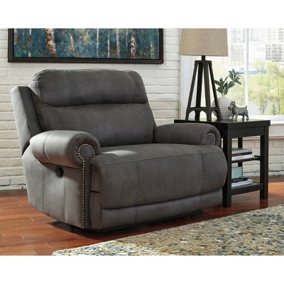 Austere Zero Wall Recliner Gray - Signature Design by Ashley: Oversized, Rocking, Nailhead Trim, Polyester Upholstery