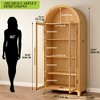 Vlsrka Arched Display Cabinet with Glass Doors, 3-Color LED Lights and Motion Sensor,Brown - 2 of 4