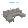 Mjkone Modular Convertible Sectional Sofa Couch, Upholstered Comfy Fabric 4-Seater Sofa with Movable Ottomans - 4 of 4
