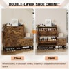 Shoe Cabinet with Bench, Farmhouse Narrow Slim Shoe Storage with 2 Flip Drawers - 4 of 4