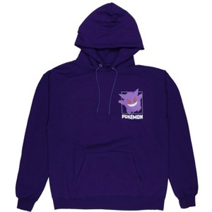 Seven Times Six Pokemon Hoodie Men's Gengar Grid Design Two-Sided Pullover Sweatshirt Purple - 1 of 4