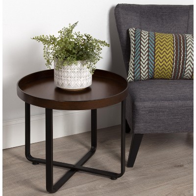 Zabel Round Bronze and Black Metal End Table, 24.5"