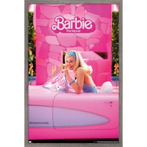 Trends International Mattel Barbie: The Movie - Barbie Car Framed Wall Poster Prints - 1 of 4