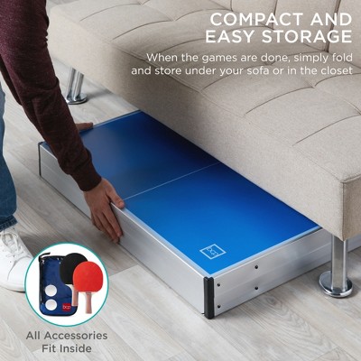 Blue Folding Outdoor Ping Pong Table with Net and Paddles