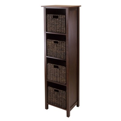 5pc Granville Set Storage Shelf with Baskets Walnut - Winsome