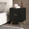 CIPACHO 2 Black Modern Bedroom Night Stands with 2 Drawers Wood & Golden Metal Legs Also for Living Room - 3 of 4