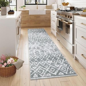 Low Pile Runner Rug - Non-Slip Stain Resistant Area Rug, Non-Shedding Throw Floor Cover for Kitchen Entryway Living Room Bedroom - 1 of 4