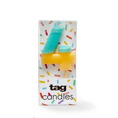 Tag Digit 4 Blue Candle for Cake - Novelty Everyday Candle with 0.07hrs Burn Time - 1.18" x 1.77"