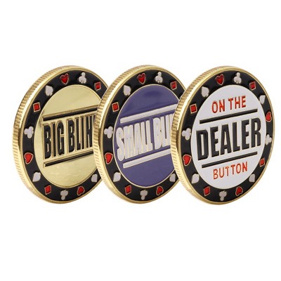 GSE Metal Texas Hold'em Poker Dealer, Small Blind, Big Blind Dealer Puck Buttons (Set of 3)