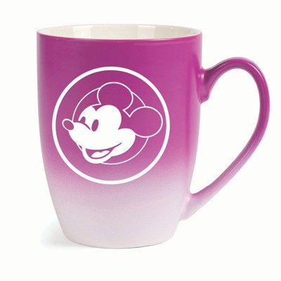 Elanze Designs Steamboat Willie Face Two Toned Ombre Matte 10 ounce New Bone China Coffee Tea Cup Mug, Pink and White